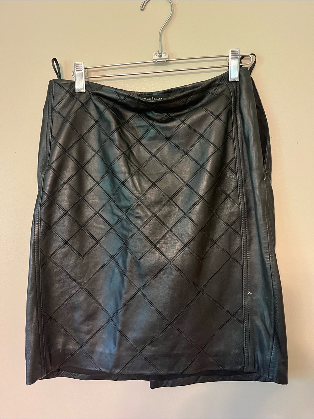 White House/Black Market Quilted Faux Leather Black Pencil Skirt